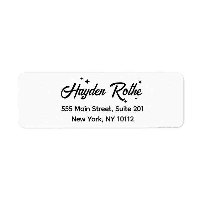 Retro Script Typography Black and White  Label (Front)