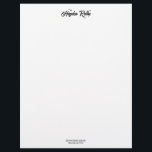 Retro Script Typography Black and White  Letterhead<br><div class="desc">Chic and clean with simple name front with black retro style font and stars on white background.</div>