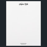 Retro Script Typography Black and White  Letterhead<br><div class="desc">Chic and clean with simple name front with black retro style font and stars on white background.</div>