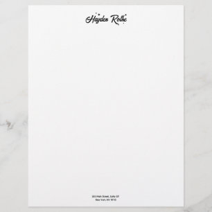 Retro Script Typography Black and White Letterhead