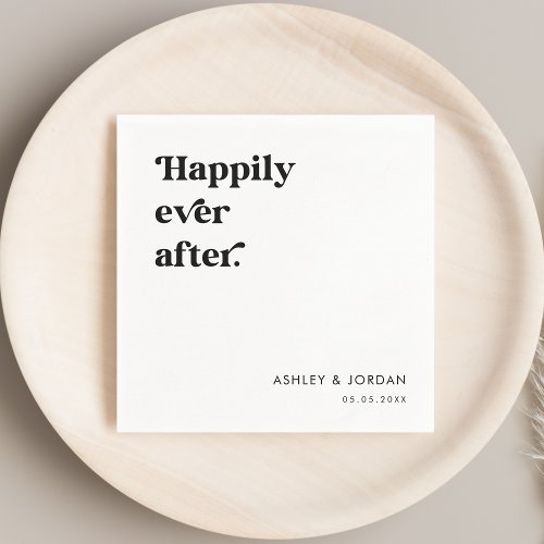 Retro Script Typography Happily Ever After Party Napkins