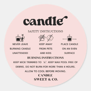 Retro Script Warning Candle Black and White Classic Round Sticker