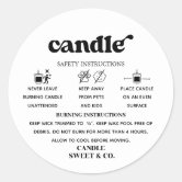Candle Warning Label Modern Script Black White