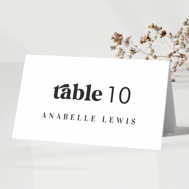 Retro Script Wedding Place Card with Guest Name (Creator Uploaded)