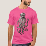 Retro SCUBA Diver Weird Octopus Design Octopus Hel T-Shirt