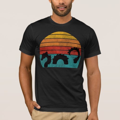 Retro Sea Serpent Silhouette  Vintage Design T_Shirt