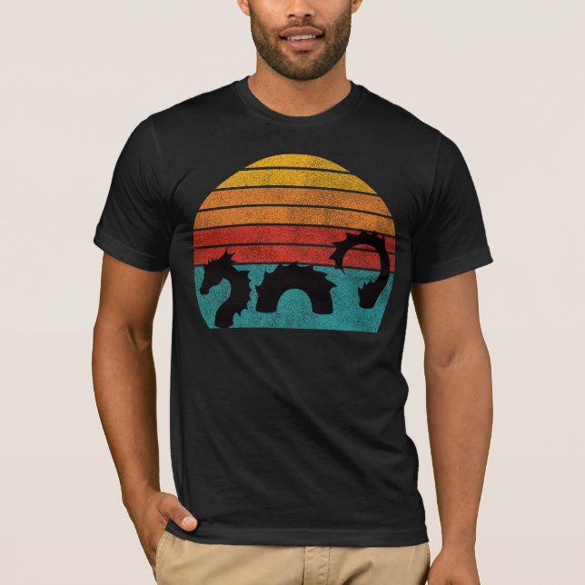 Retro Sea Serpent Silhouette | Vintage Design T-Shirt (Front)