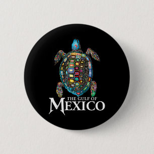 Retro Sea Turtle Gulf Of Mexico Never Forget Button