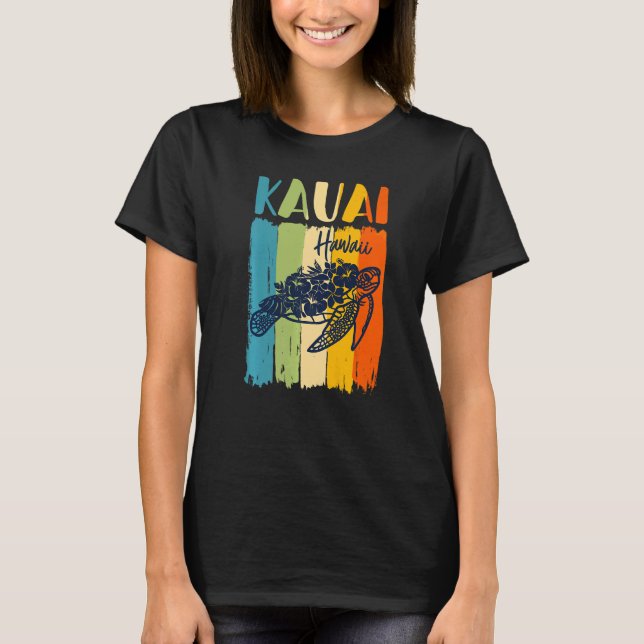 Retro Sea Turtle Kauai Hawaii Matching Friends Fam T-Shirt (Front)