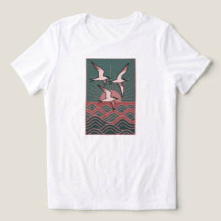 Retro Seabird – Ocean Sunrise Coastal | WHITE ONLY Tri-Blend Shirt