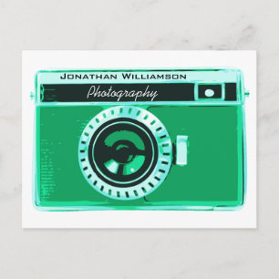 Retro Seafoam Green Camera Photography Business Postcard