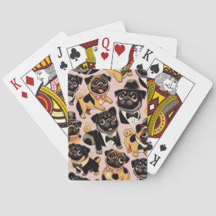 Retro Seamless Cute Pug Poker Cards