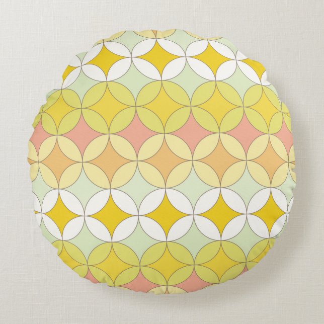 Retro seamless pattern. Disco style.  Round Pillow (Front)