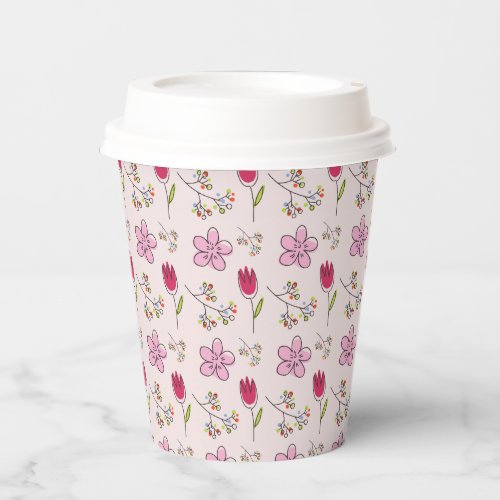 retro seamless pattern paper cups