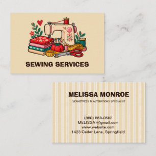 Retro Seamstress Sewing Tailor Alterations Brand Business Card