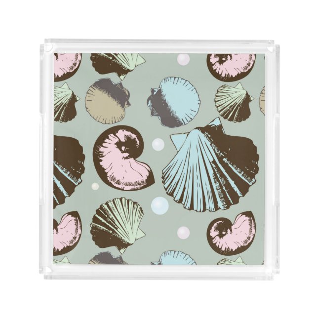 Retro Seashell Pattern Acrylic Tray (Front)