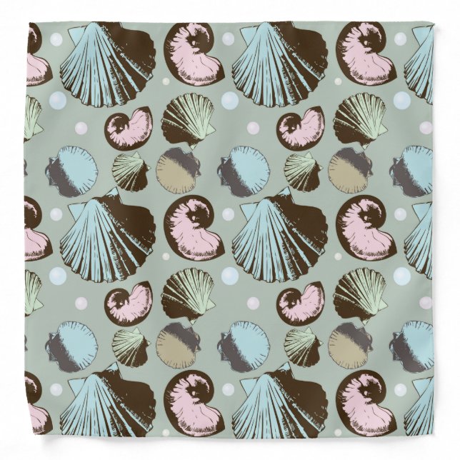 Retro Seashell Pattern Bandana (Front)