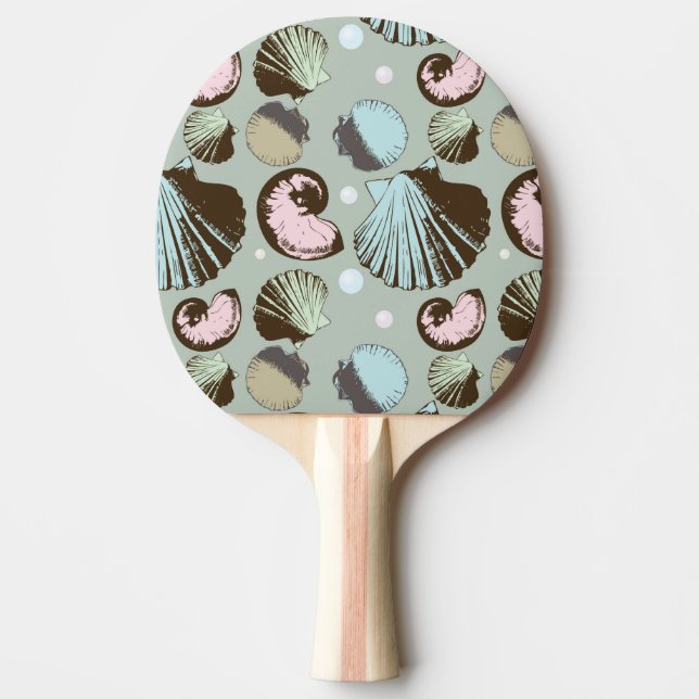 Retro Seashell Pattern Ping Pong Paddle (Front)