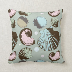 Retro Seashell Pattern Throw Pillow
