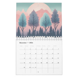 Retro seasonal art calendar Vibrant Pastel