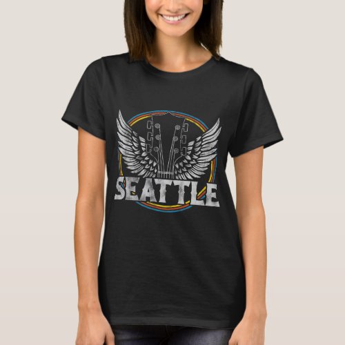 Retro Seattle WA Guitar Vintage Rock and Roll Band T_Shirt