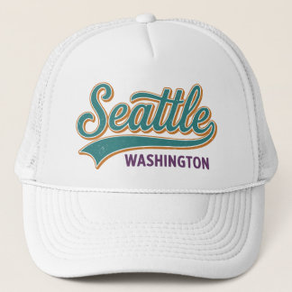 Retro Seattle Washington Vintage Typography Trucker Hat