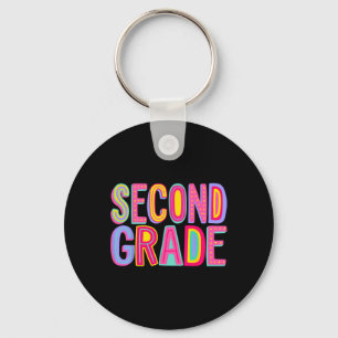 Retro Second Grade Rainbow Vibes Byck To School 2n Keychain