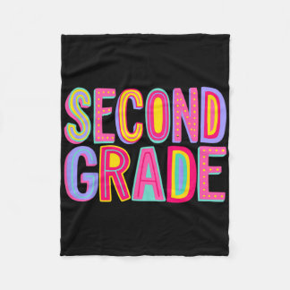 Retro Second Grade Rainbow Vibes Ck To School 2nd Fleece Blanket