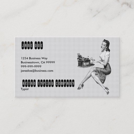 Customizable Retro Secretary B/W Business Card