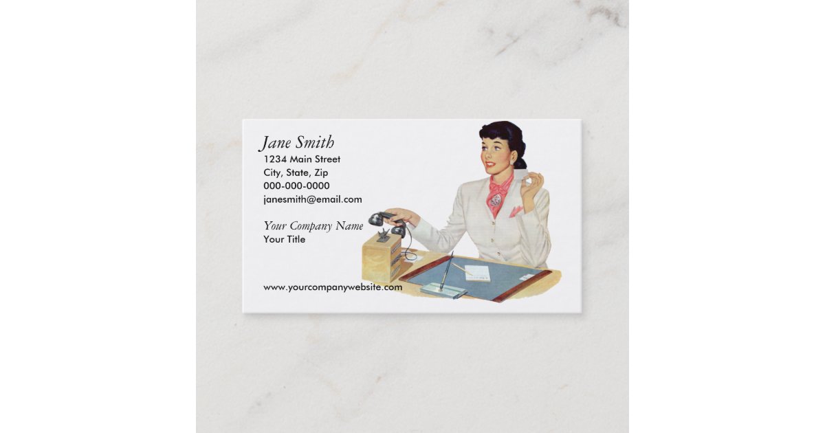 Retro Secretary Business Card Zazzle