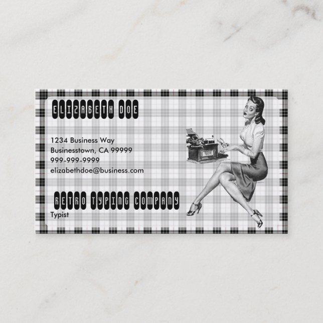 Retro Secretary V3 Business Card (Front)
