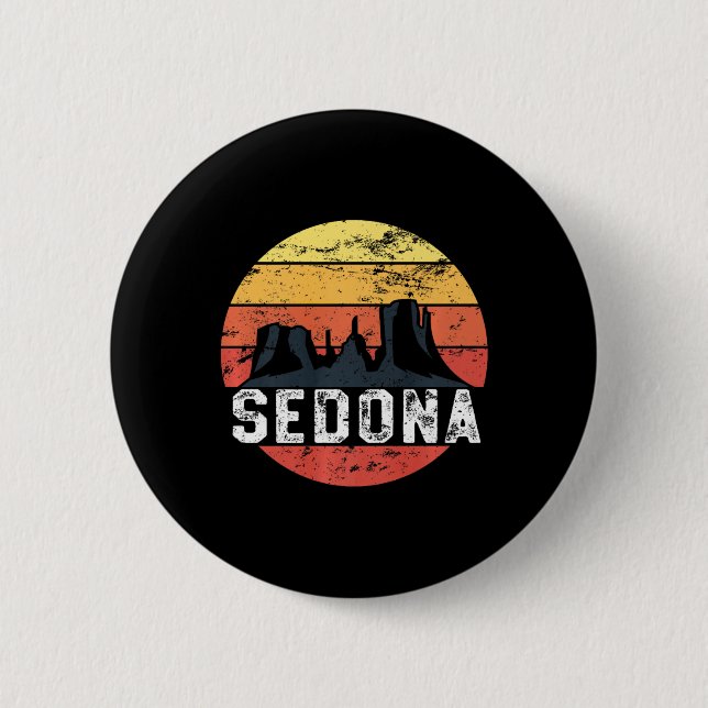 Retro Sedona Arizona Family Vacation Red Rocks Gif Button (Front)