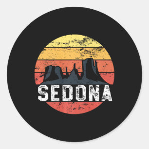 Retro Sedona Arizona Family Vacation Red Rocks Gif Classic Round Sticker