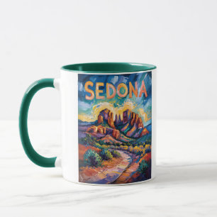 Retro Sedona Arizona Travel Van Gogh Art Landscape Mug