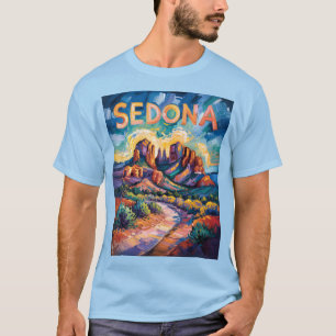 Retro Sedona Arizona Travel Van Gogh Art Landscape T-Shirt