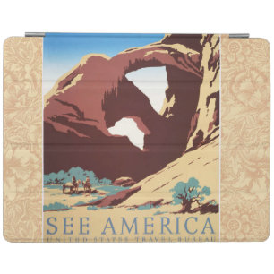 Retro See America Western Cowboys Desert Arch WPA iPad Smart Cover