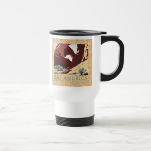 Retro See America Western Cowboys Desert Arch WPA  Travel Mug