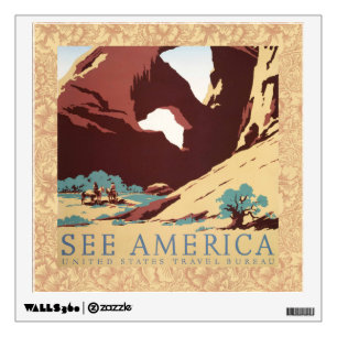 Retro See America Western Cowboys Desert Arch WPA Wall Sticker