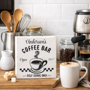 Retro Self Serve Coffee Bar Wooden Box Sign
