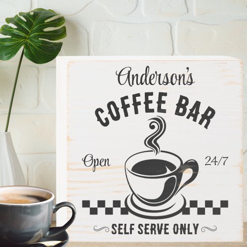 Retro Self Serve Coffee Bar Wooden Box Sign