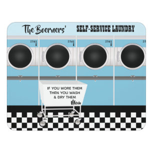 Retro Self-service Laundry They Do The Work Door Sign