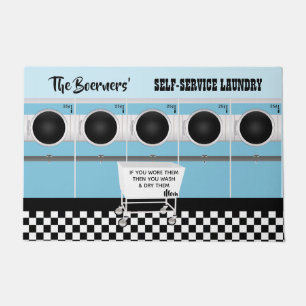 Retro Self-service Laundry They Do The Work Doormat