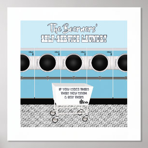 Retro Self-service Laundry They Do The Work Foil Prints