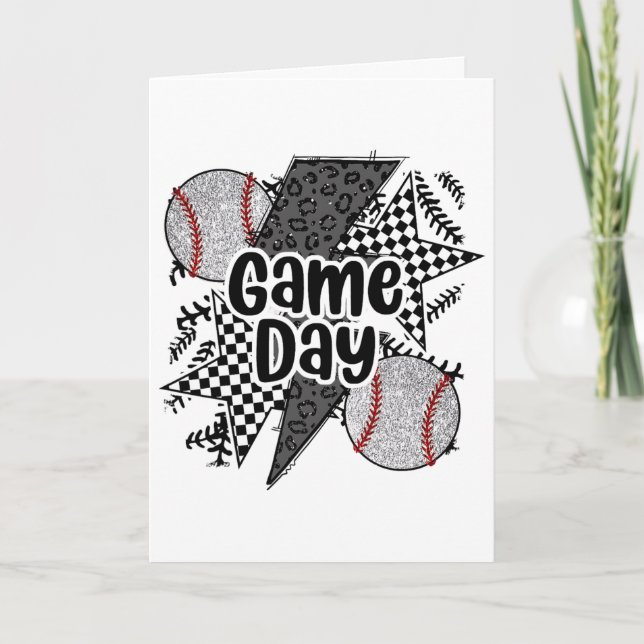 Retro Sell Game Day Checkered Leopard Sell Mama Mo Card (Front)