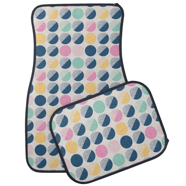 Retro Semi-Circle Pattern Car Floor Mat (Set)
