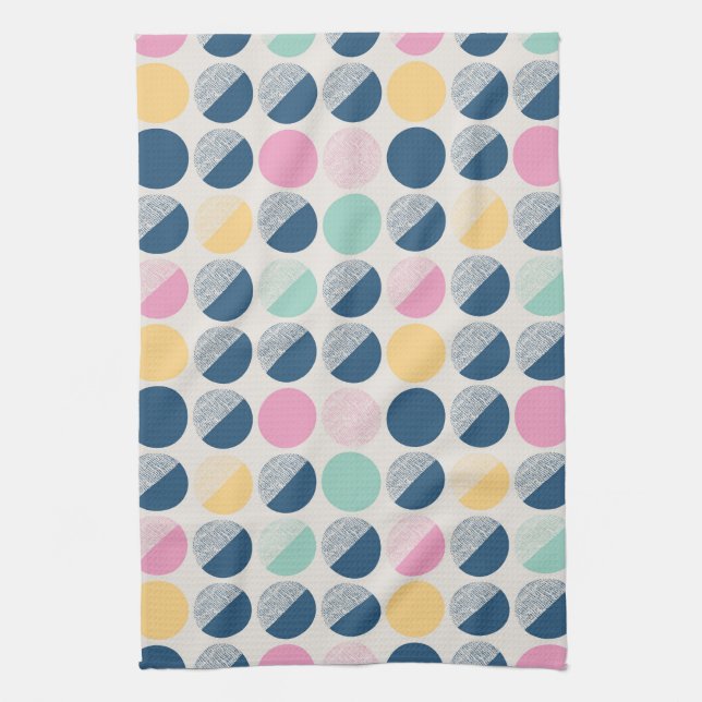 Retro Semi-Circle Pattern Kitchen Towel (Vertical)