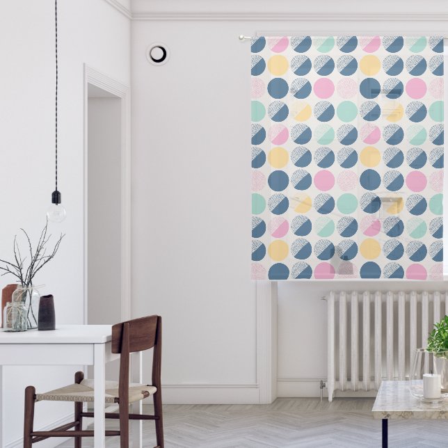 Retro Semi-Circle Pattern Sheer Curtains (Living Room)