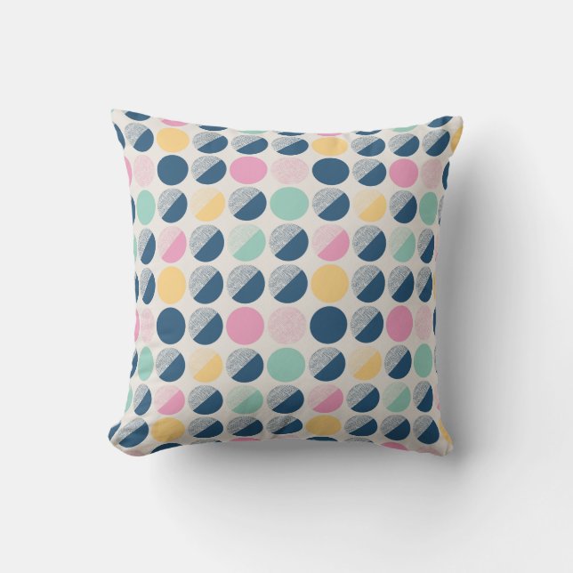Retro Semi-Circle Pattern Throw Pillow (Front)