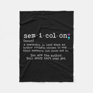 Retro Semicolon Definition Suicide Prevention Awar Fleece Blanket