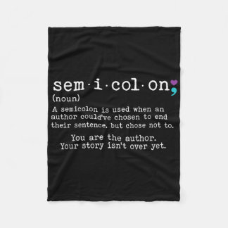 Retro Semicolon Definition Suicide Prevention Awar Fleece Blanket